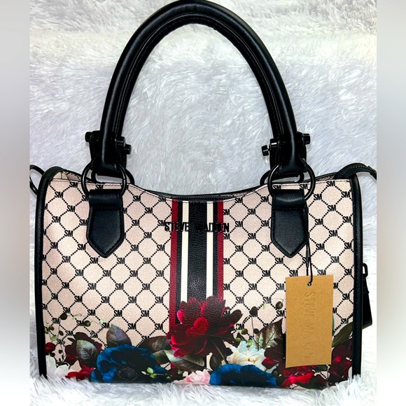 Steve Madden Floral Logo Satchel Handbag NWT - Picture 3 of 7